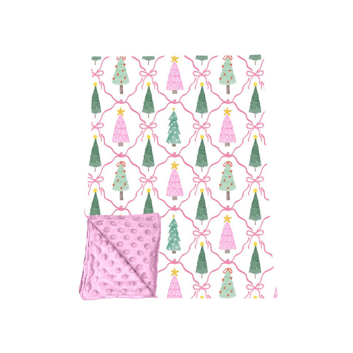 7.15 BL0259 Preorder Tree Bows Baby Girls Christmas Blanket