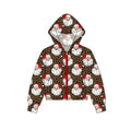 7.15 GT1781 Preorder Santa Leopard Girls Christmas Zipper Hoodie Jacket Top
