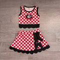 7.15 Preorder  Kids Girls Georaia Checked Tank Top Black Bow Skort Active Outfit