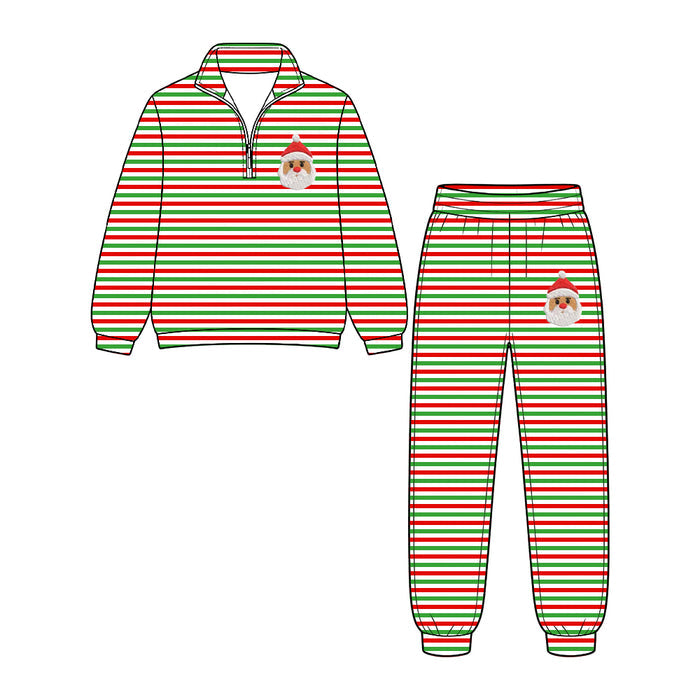 7.17  BLP1506 Preorder Kids Boys Christmas Santa Striped Pullover Top with Jogger Outfit