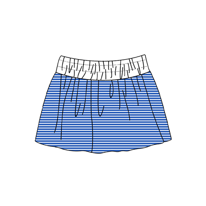 7.2 Preorder Girls Royalblue White Striped  Actice Skirt