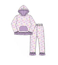 7.20 GLP3521 Preorder Flowers Purple Hoodie Top Pants Girls Fall Clothes Set
