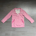 7.21 GT1783 Preorder Pink Stripes Girls Long Sleeve Zipper Pocket Yoga Pullover Top