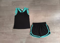 7.29 GSSO3856 Preorder Blue Bows Black Cotton Tank Top Shorts Girls Summer Teams Clothes Set