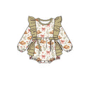7.29 LR3183 Preorder Hat Bows Flowers Print Baby Girls Ruffle Romper