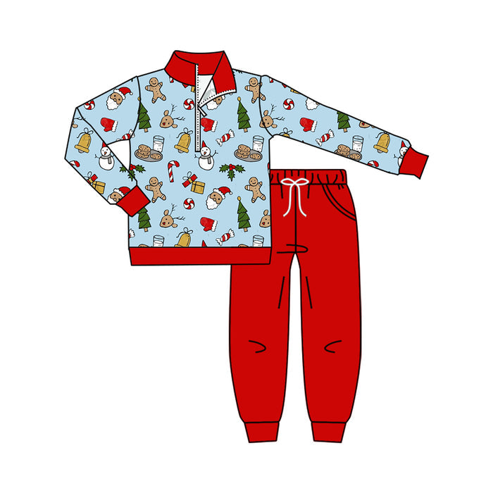 7.29  Preorder Baby Boys Christmas Pullover Top with Red Jogger Set
