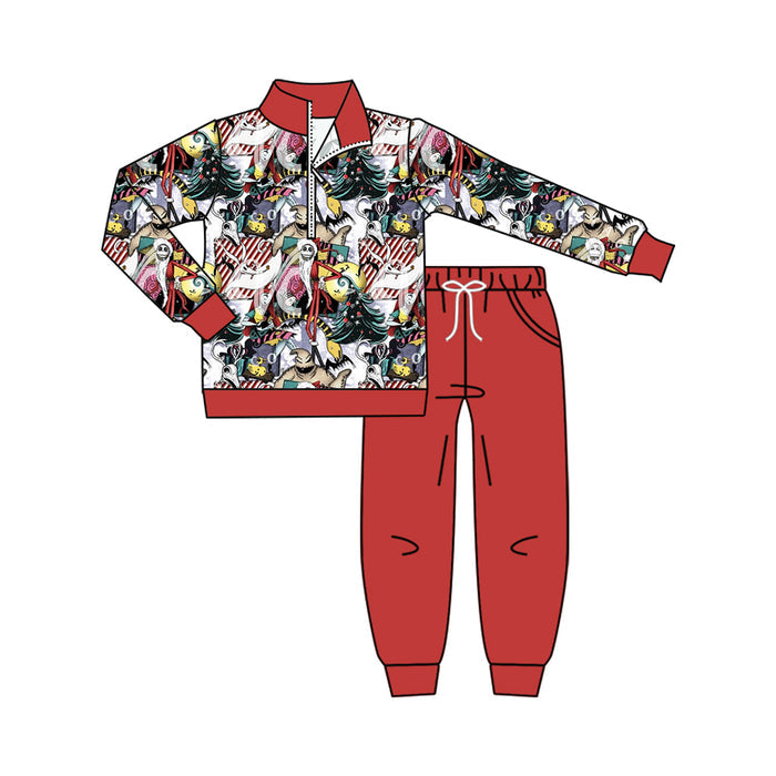 7.29  Preorder Baby Boys Halloween Cartton Pullover Top with Red Jogger Set