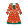 7.29  Preorder Girls Red Christmas Mistletoe Bow Print Long Sleeve Nightgown