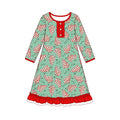 7.29  Preorder Girls Red Christmas Tree Cake Print Long Sleeve Nightgown