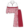 7.29  Preorder  Kids Girls Dark Red Leoaprd Pullover Top with Patch Pants Outfit