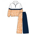 7.29  Preorder  Kids Girls Orange Leoaprd Pullover Top with Patch Pants Outfit