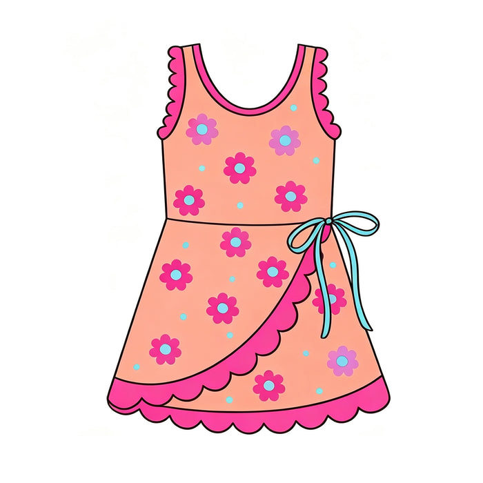 7.29  Preorder  Kids Girls Pink Flower Sleeveless Active Dress