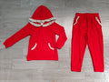 7.30 GLP3565 Preorder Red Cotton Grey Ruffles Hoodie Top Pockets Joggers Pants Girls Clothes Set