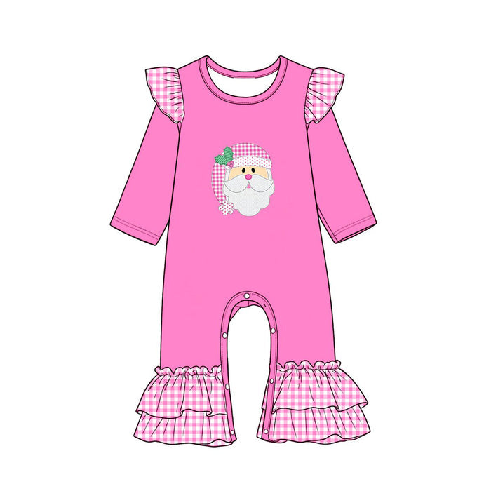 7.30   Preorder Baby Girls Hot Pink Christmas Santa Long Sleeve Romper
