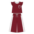 7.30 Preortder Adult size Women Maroon Polka Dot Top with Wild Pants Outfit