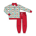 7.31 BLP1530 Preorder Dog Blue Zipper Pullover Top Red Pockets Pants Boys Christmas Clothes Set