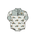 7.31 LR3202 Preorder Pumpkin Trucks Grey Baby Boys Fall Long Sleeve Zipper Romper