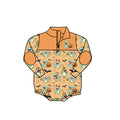 7.31 LR3205 Preorder Dino Pumpkin Bat Baby Boys Halloween Long Sleeve Zipper Romper