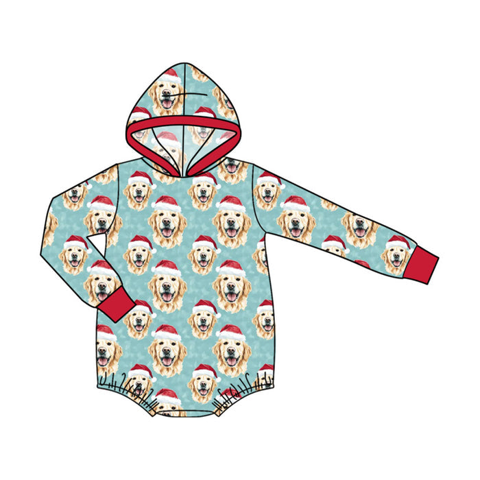 7.31 LR3208 Preorder Dog Blue Baby Boys Christmas Hoodie Romper