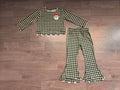 7.31  Preorder Kds Girls Christmas Santa Green Gingham Scalloped Pants Outfit