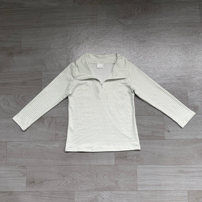 7.6 BT1676 Preorder Kids Boys Green Long Sleeve Zipper Pullover Top
