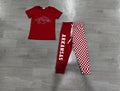7.6 Preorder Kids Girls Arkansas Short Sleeve Top with Checked Jogger Set