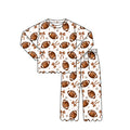 7.6 Preorder KIds Girls Football Bow Long Sleeve Scalloped Pajama Set