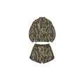 8.1 GLS0188 Preorder Camo Print Long Sleeve Top Pockets Shorts Girls Yoga Clothes Set