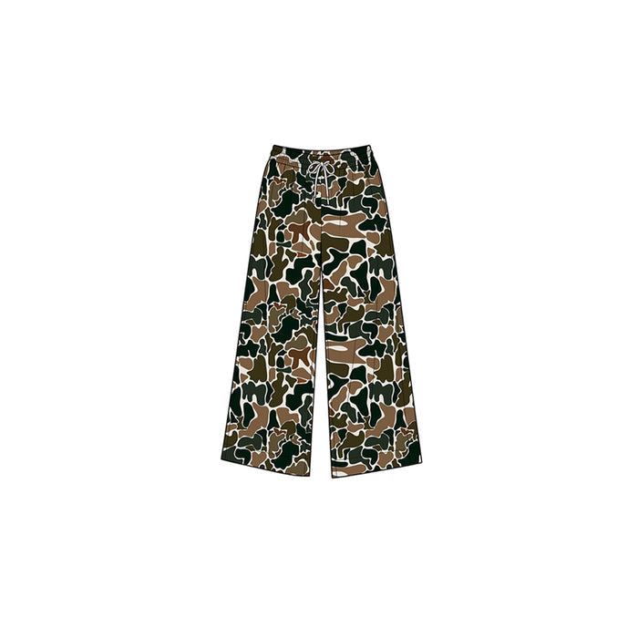 8.1  P1104 Preorder Brown Camo Print Girls Bottom Yoga Pockets Straight Pants