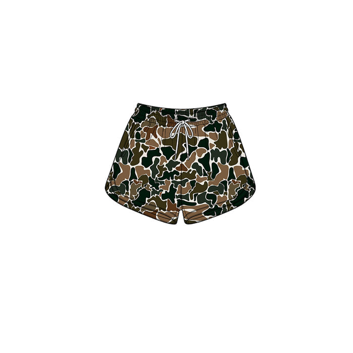 8.1 SS0983 Preorder Brown Camo Print Girls Bottom Yoga Pockets Shorts