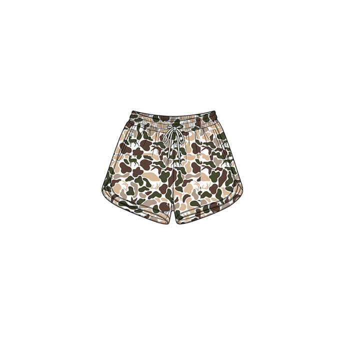 8.1 SS0984 Preorder Brown Khaki Camo Print Girls Bottom Yoga Pockets Shorts