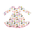 8.10 Preorder Kids Birthday Puppy Cake Balloon Print Long Sleeve Dress