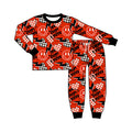 8.10 Preorder Kids Boys Red Smiley Checkered Heart Kids Pajamas