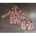 8.10 Preorder Kids Neutral Camo Hoodie & Shorts 2 Piece Outfit