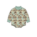 8.11   Preorder Baby Boys Blue Camo Long Sleeve Bubble Romper