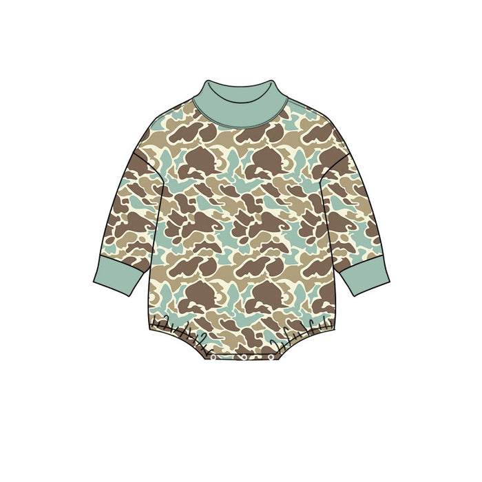 8.11   Preorder Baby Boys Blue Camo Long Sleeve Bubble Romper