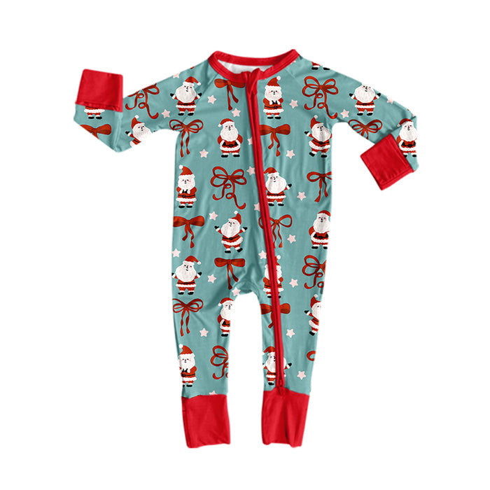 8.11   Preorder Baby Boys Christmas Santa Bow Long Sleeve Zipper Romper