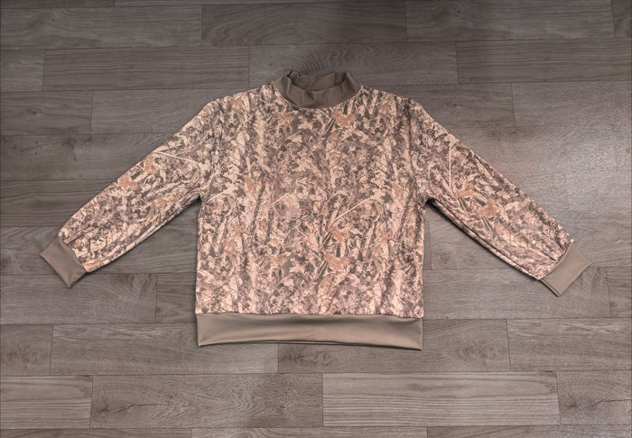 8.12  Preorder Adult Leaf Camo Active Sweatshirt Olive Trim