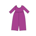8.13 Preorder Kids Girls Dark Purple Long Sleeve Elastic Waist Wide Leg Jumpsuit