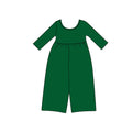 8.13 Preorder Kids Girls Green Long Sleeve Elastic Waist Wide Leg Jumpsuit