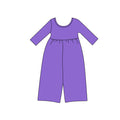 8.13 Preorder Kids Girls Lavender Long Sleeve Elastic Waist Wide Leg JumpsuitLavender