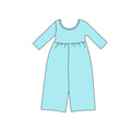 8.13 Preorder Kids Girls Light Blue Long Sleeve Elastic Waist Wide Leg Jumpsuit