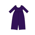 8.13 Preorder Kids Girls Purple Long Sleeve Elastic Waist Wide Leg Jumpsuit