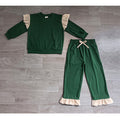 8.14 GLP3698 Preorder Kids Girls Green Flutter Sleeve Top with Ruffle Pants Outfit
