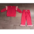 8.15 GLP3701 Preorder Kids Girls Hot Pink Flutter Sleeve Top with Ruffle Pants Outfit