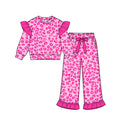 8.15 GLP3704 Preorder Leopard Pink Print Long Sleeve Top Pockets Pants Girls Clothes Set