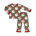 8.15 GLP3708 Preorder Santa Leopard Print Girls Christmas Pajamas Clothes Set