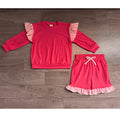 8.15 GLS0221 Preorder Kids Girls Hot Pink Flutter Sleeve Top with Ruffle Shorts Outfit