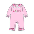 8.15 LR3301 Preorder Santa Bows Candy Cane Pink Leopard Print Baby Girls Christmas Romper