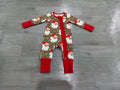8.15 LR3302 Preorder Santa Leopard Print Baby Girls Christmas Zipper Sleeper Romper